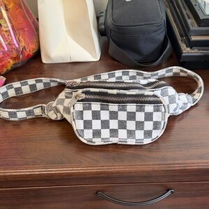 Checkered Black and White Men's Bag